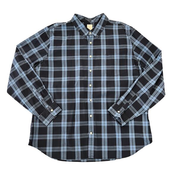 Gap Men’s Navy Blue Plaid Button Down Long Sleeve Cotton Shirt - SIZE XXXL - Picture 1 of 7